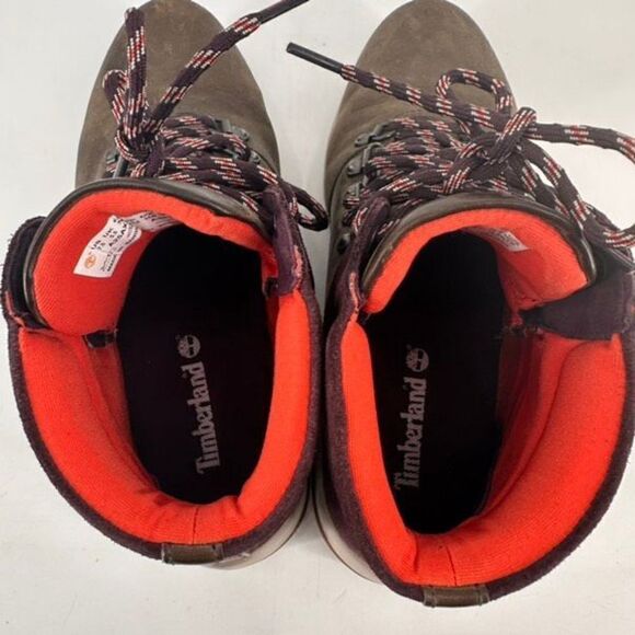 Timberland Women Kiri Up Waterproof Leather Hiker Ankle Boots brown Red Size 7.5 - Picture 8 of 9